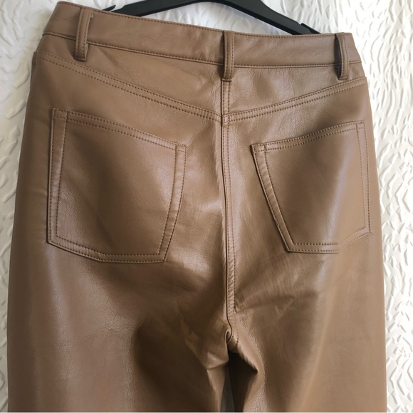 Aritzia Wilfred Constant Camel The Melina Pant High-waisted Vegan Leather Pants - Picture 6 of 13